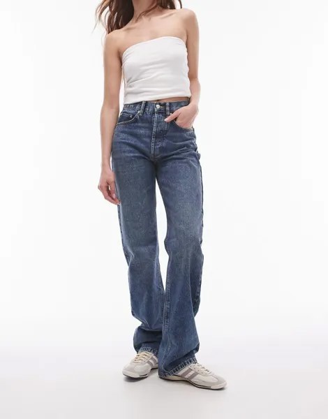 Синие джинсы прямого кроя Topshop Kort