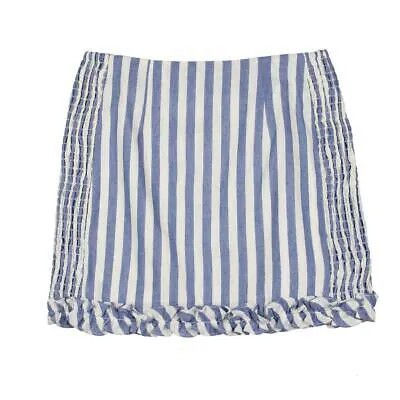 Женская повседневная мини-юбка с рюшами в синюю полоску цвета морской волны L BHFO 8769