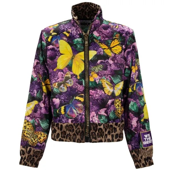 DOLCE - GABBANA x DJ KHALED Атласная куртка с леопардовым принтом бабочки Фиолетовый Желтый 11369