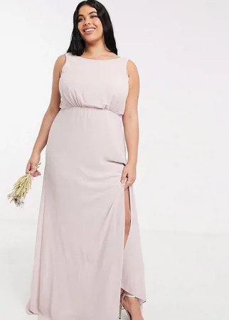 Розовое платье макси с драпировкой TFNC Plus bridesmaid-Розовый цвет