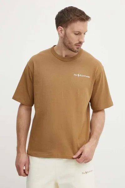 Хлопковая футболка Polo Ralph Lauren, коричневый