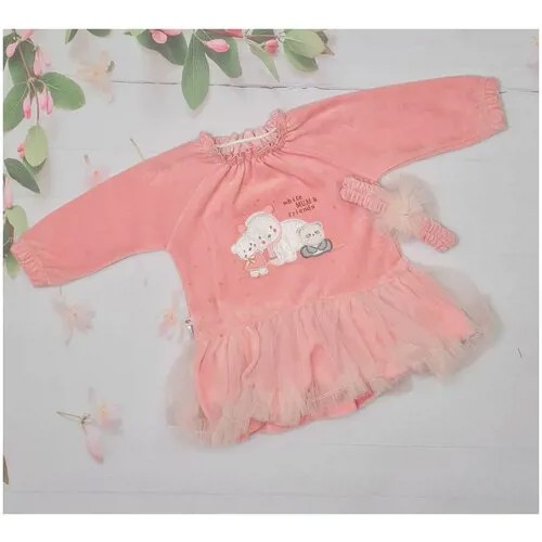 Платье Caramell для девочки с заниженной талией розовое 74/80