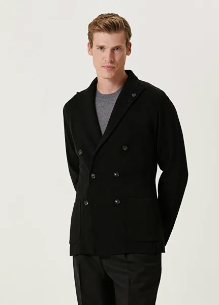 Черная шерстяная трикотажная куртка Lardini