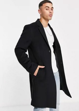 Черное пальто из искусственной шерсти Topman-Черный цвет