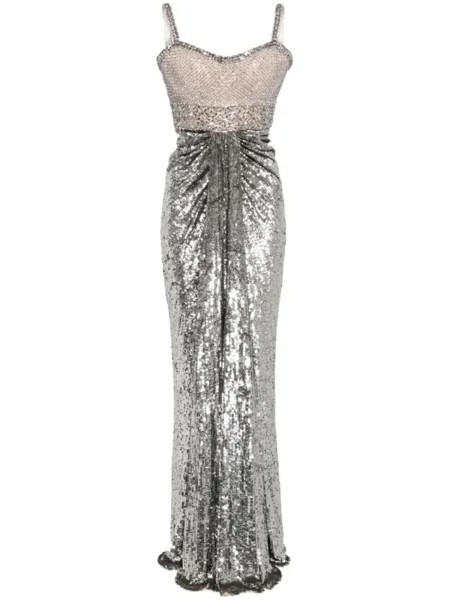 Jenny Packham платье Only You с пайетками, серебристый