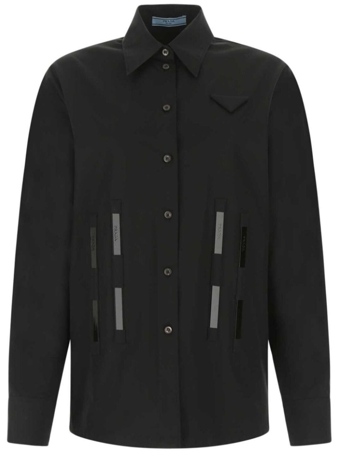 Prada хлопковая рубашка с логотипом, черный