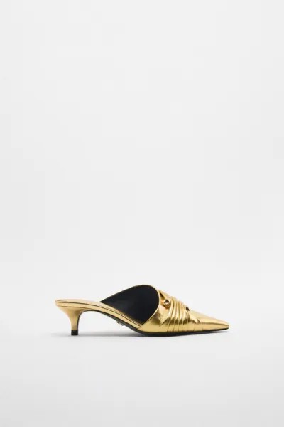 Мюли женские ZARA 11247010 золотистые 38 RU (доставка из-за рубежа)