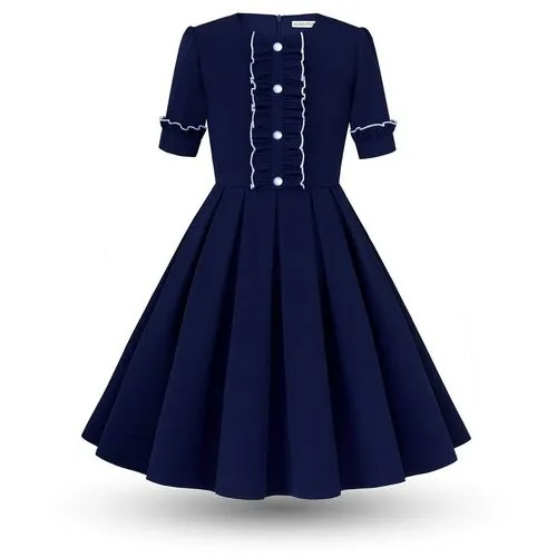 Школьное платье Alisia Fiori, размер 140-146, синий, белый