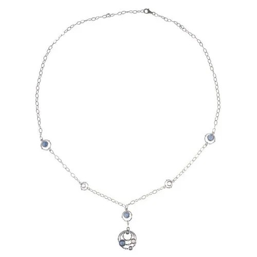Колье из серебра 925 пробы с халцедонами и кианитами SN00215-2_CH_KI_WG ELEMENT47, длина 72 см.