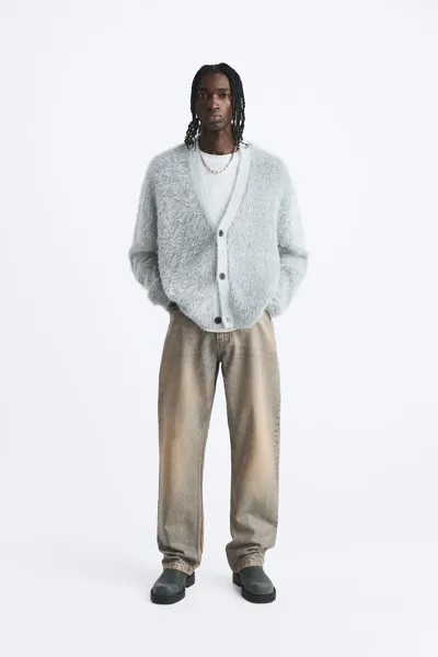Кардиган из искусственного меха ZARA, белый