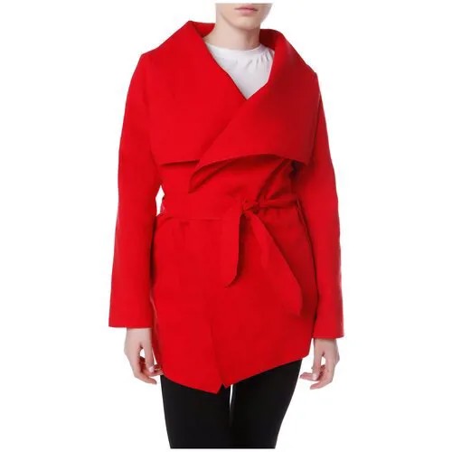 Пальто-реглан  Vanessa Scott демисезонное, силуэт прилегающий, средней длины, размер OS, красный, черный