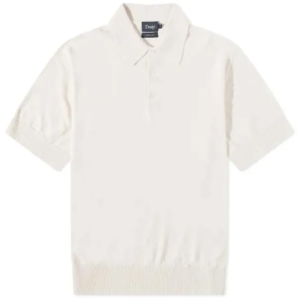 Футболка-поло Drake's Cotton-Linen Knitted Polo, кремовый
