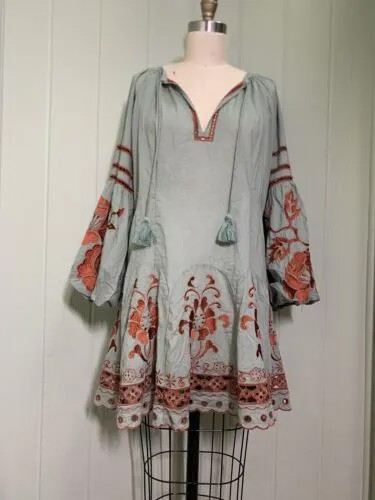 Мини-платье Rare Free People Bali French Romance с вышивкой и вырезами XS S