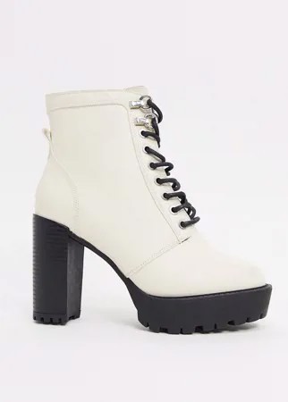 Белые ботинки на шнуровке River Island-Кремовый