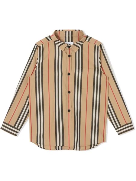 Burberry Kids поплиновая рубашка в полоску Icon Stripe