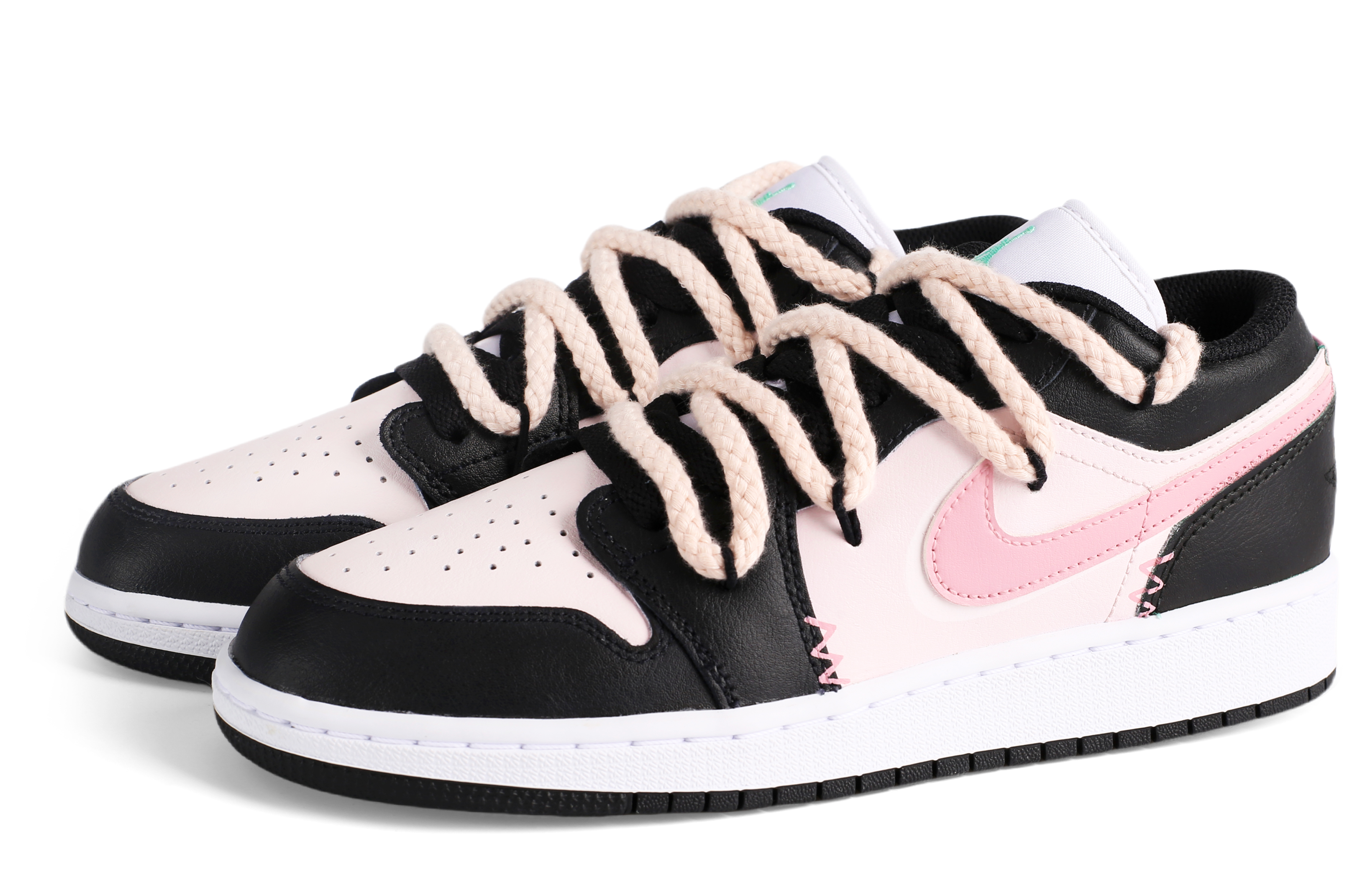 Кроссовки Air Jordan 1 Vintage Basketball Shoes Men Low-top Black/pink, розовый