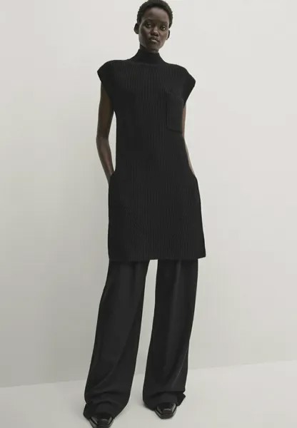 Вязанное платье Massimo Dutti, черный