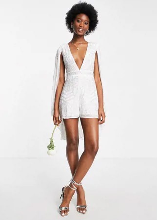 Белый свадебный ромпер с декоративной отделкой Frock and Frill Bridal