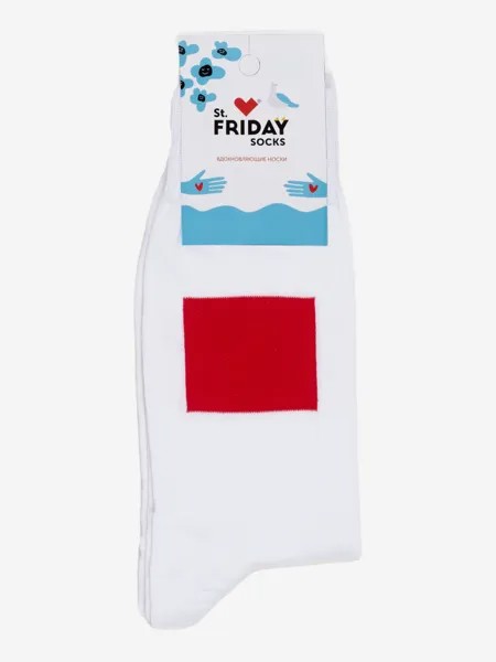 Носки St.Friday Socks x Русский Музей - Красный квадрат - Малевич, Белый