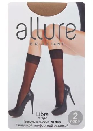 Капроновые гольфы ALLURE Libra 20 den, 2 пары, размер универсальный, caramello