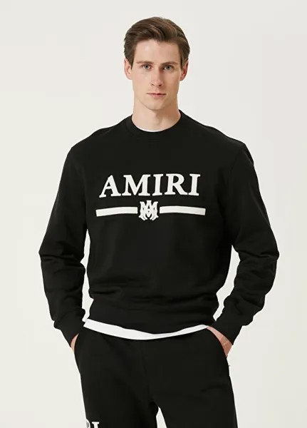 Черный свитшот с вышитым логотипом Amiri