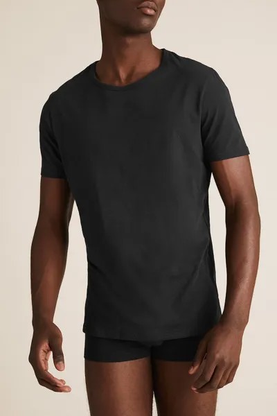 Домашняя футболка с овальным вырезом - 3 шт Marks & Spencer, черный
