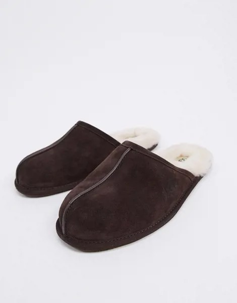 Коричневые замшевые слиперы UGG Scuff-Коричневый цвет
