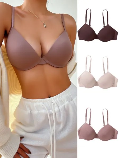 Комплект из трех бюстгальтеров на косточках Underwear&Sleepwear Basics Shein, мультиколор
