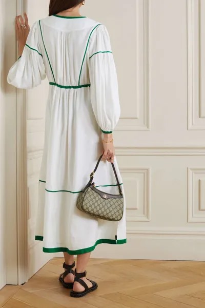 CEFINN платье миди Salone из смесового льна с окантовкой, белый