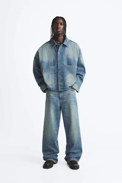 Расклешенные джинсы ZARA, средне-синий