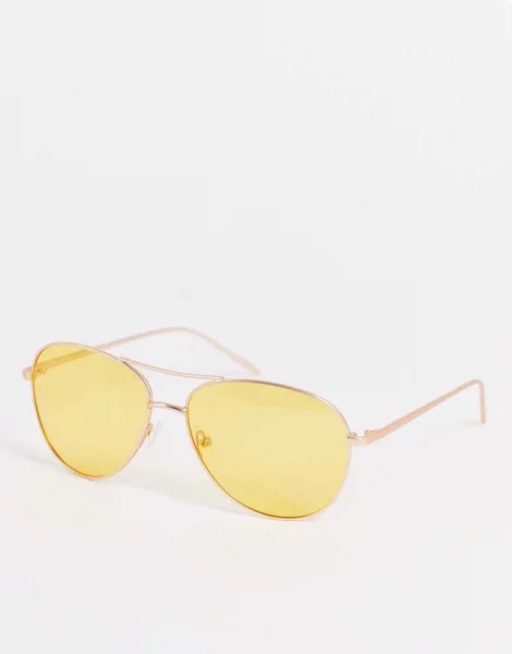 Позолоченные узкие солнцезащитные очки Pilgrim Nani-Золотистый