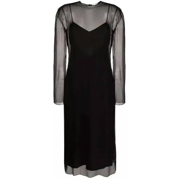 Платье midi layered silk dress Salvatore Ferragamo, черный