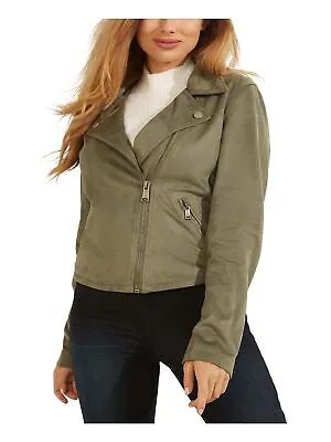 Женская зеленая мотоциклетная куртка GUESS на молнии с карманами и пуговицами на подкладке L