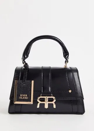 Черная маленькая сумка-тоут с металлическими деталями River Island RR-Черный цвет