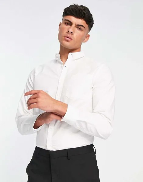 Белая оксфордская рубашка с длинными рукавами New Look