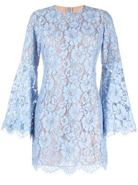 Michael Kors Collection кружевное платье мини с длинными рукавами, синий