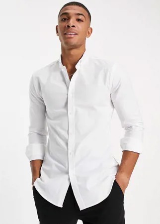 Белая оксфордская обтягивающая рубашка с длинными рукавами New Look-Белый