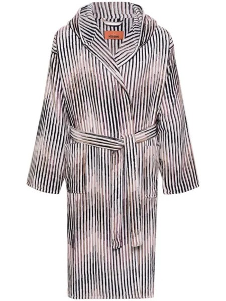 Халат в рубчик с узором зигзаг Missoni Home, коричневый
