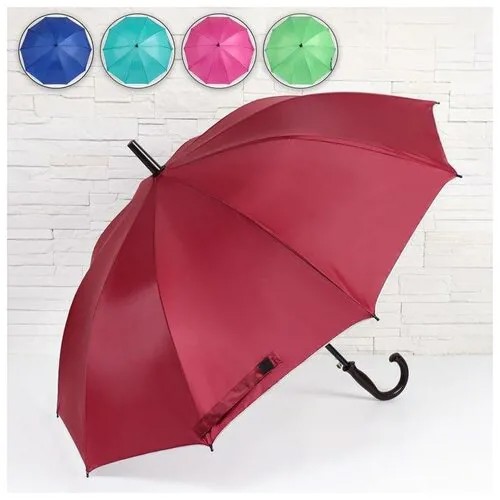 Зонт - трость полуавтоматический «Однотонный», ветроустойчивый, 10 спиц, R = 48 см, цвет микс/серебристый