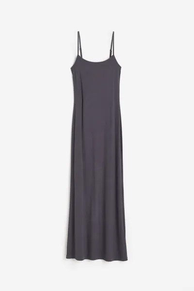 Платье H&M Ribbed Maxi, темно-серый