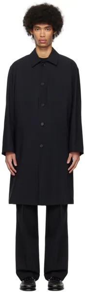 Черное пальто с воротником Soutien Auralee
