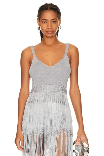 Топ Understated Leather Satine Knitted Fringe, цвет Silver Lurex