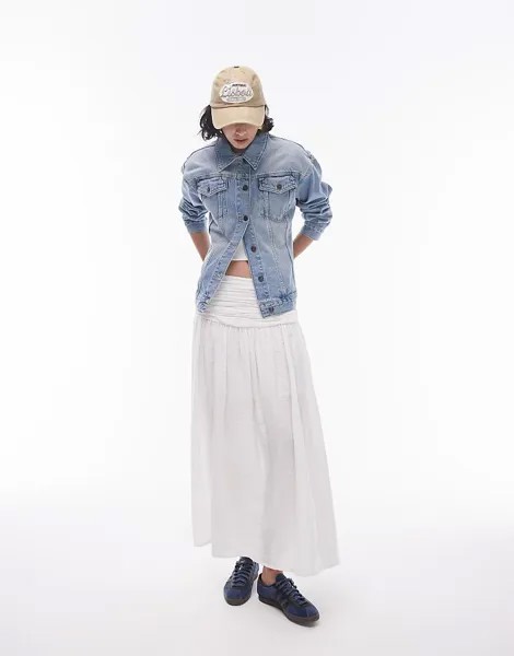 Topshop – Джинсовая куртка с контуром Trucker синего цвета (Bleach Blue)