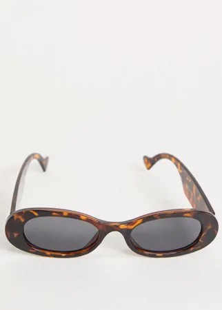 Солнцезащитные очки в овальной черепаховой оправе Bershka-Коричневый цвет