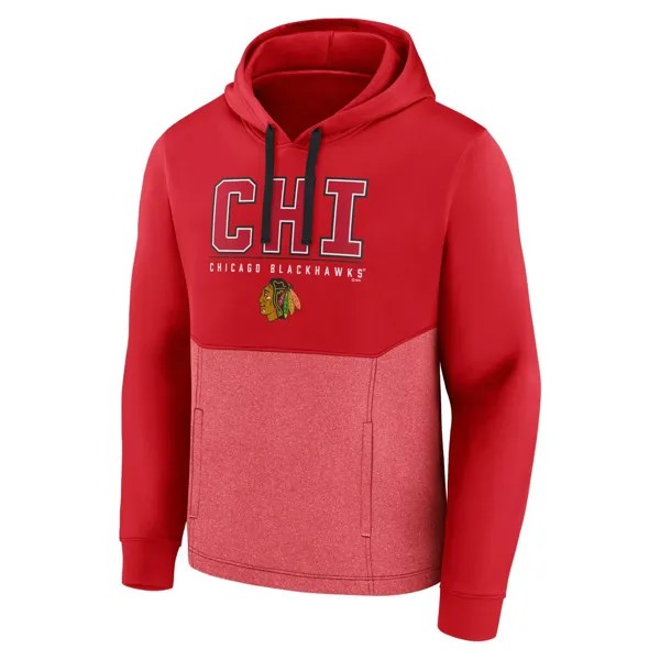Мужской красный пуловер с капюшоном Chicago Blackhawks Successful Tri-Blend Fanatics