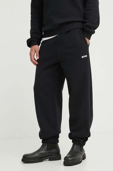 Хлопковые спортивные штаны Msgm, черный