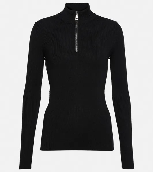 Шерстяной свитер с воротником-стойкой и логотипом MONCLER, черный