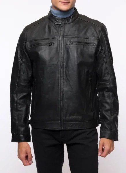 Кожаная куртка мужская Каляев 158235 черная 54