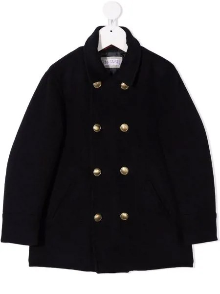Brunello Cucinelli Kids двубортное пальто на пуговицах