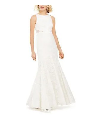 ADRIANNA PAPELL Женское Белое Вечернее Платье Полной Длины с Круглым Вырезом 4